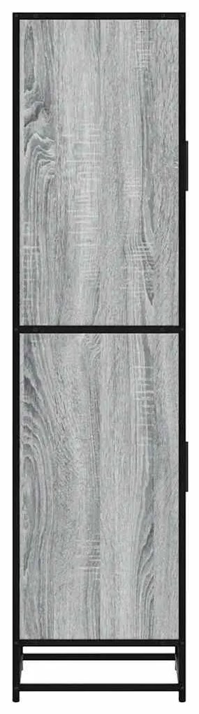Highboard szürke sonoma 35,5x35x139 cm gépelt fa és fém