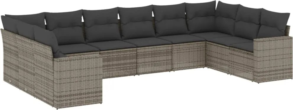 vidaXL 10 részes szürke polyrattan kerti ülőgarnitúra párnákkal