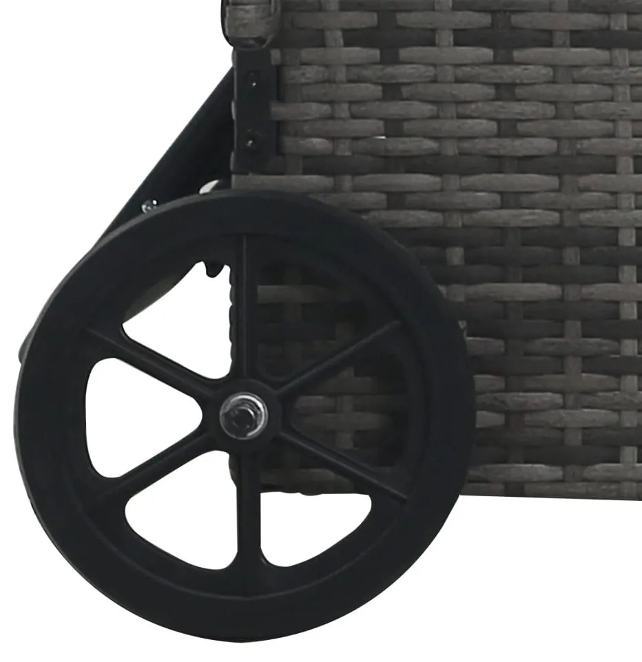 szürke polyrattan napozóágy kerekekkel