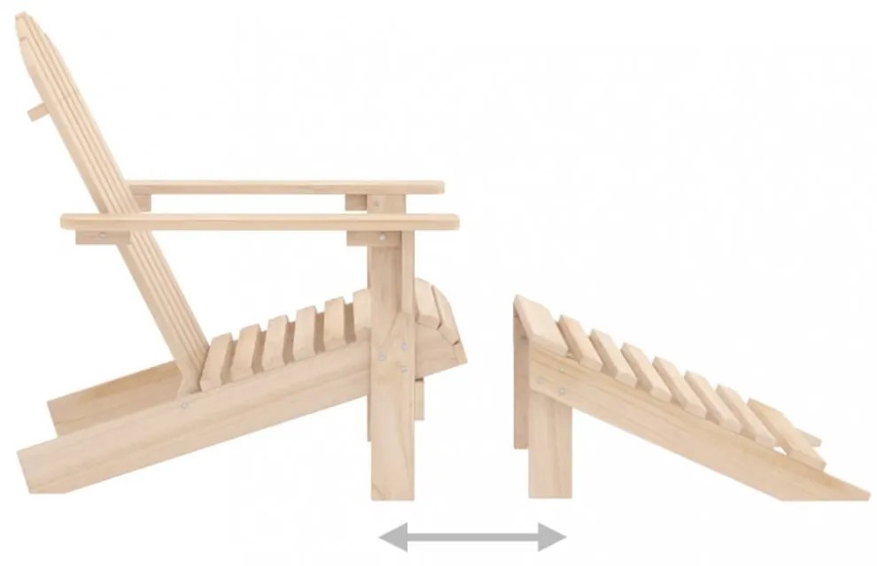 tömör fenyőfa kerti Adirondack szék zsámollyal