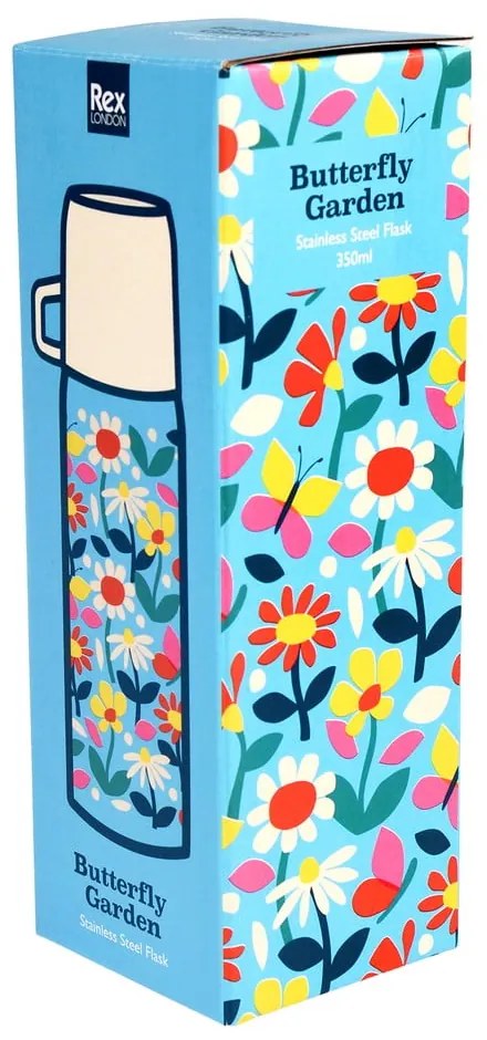 Kék-krémszínű gyerek termosz 350 ml Butterfly Garden – Rex London