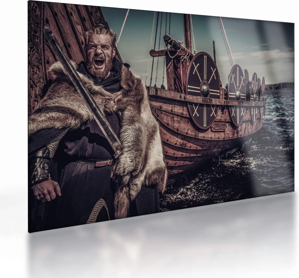 Üveg kép - Viking harcos (70x50 cm)