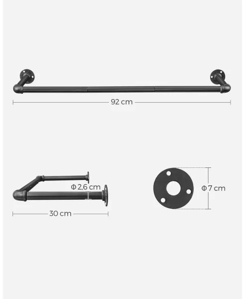 LINEA fali vállfatartó, fekete