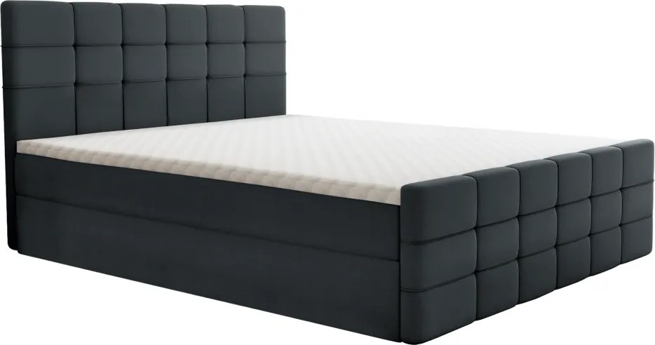 Boxspring ágy, 140x200, szürke, BEST