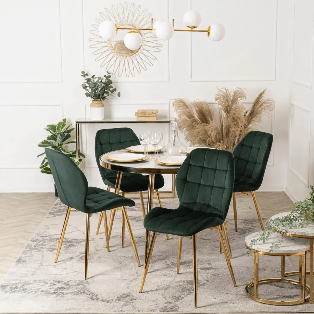 Krzesło LUCKY Zielone Welurowe