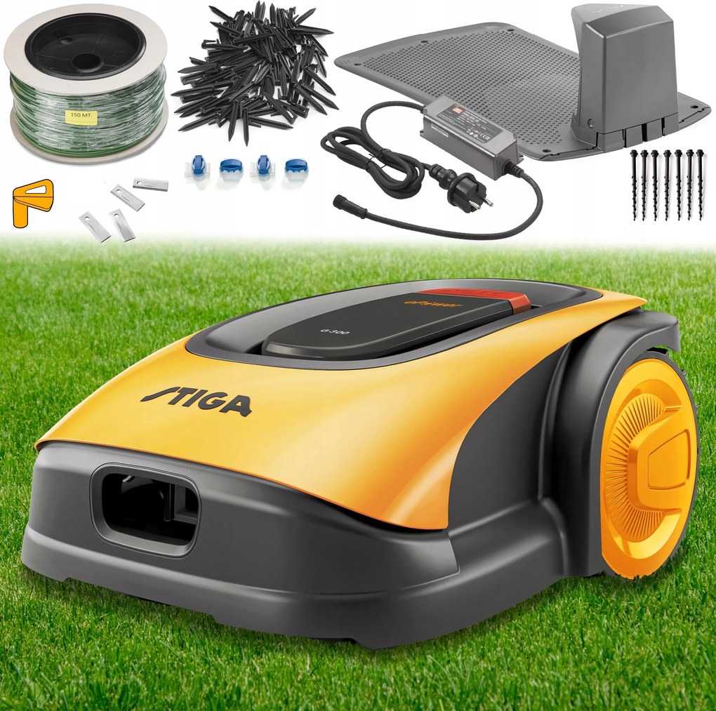 Fűnyíró robot Stiga G300 szénkefe nélküli automatikus alkalmazás Bt 4 penge
