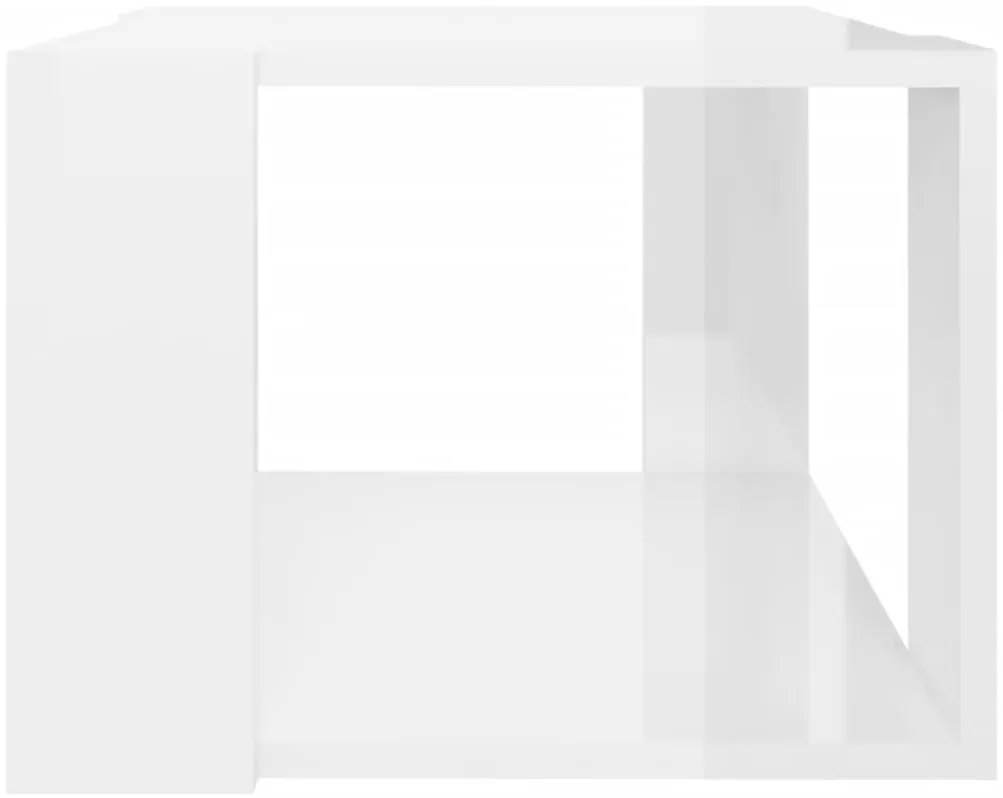 Magasfényű fehér szerelt fa dohányzóasztal 40 x 40 x 30 cm