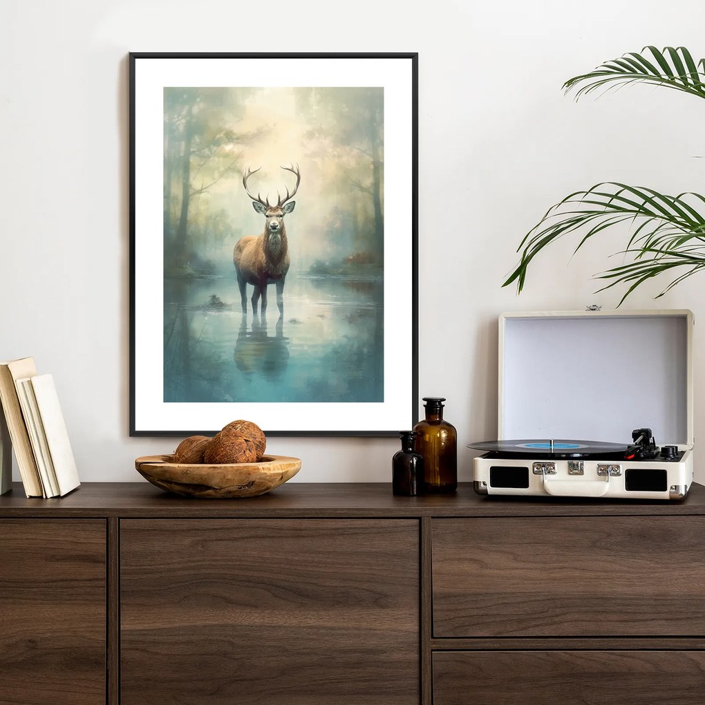 Kecses szarvas poszter - 40x60 cm, Ezüst