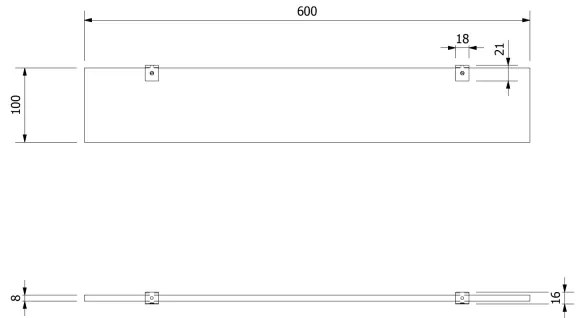 Aqualine - Fali polc SAMBA 60 cm