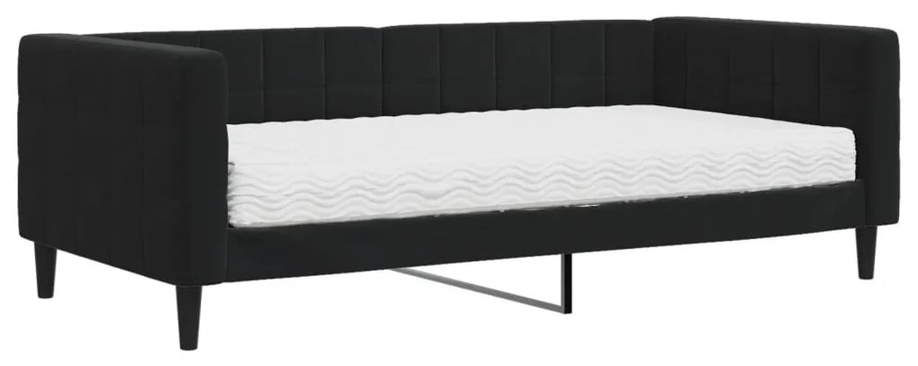 fekete bársony heverő matraccal 90 x 190 cm