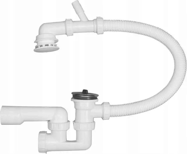 Kádszifon Fém Szűrővel, Mosógép Kimenettel