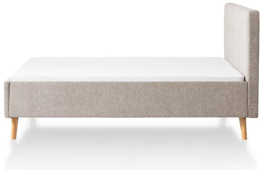 Szürke-barna kárpitozott franciaágy ágyrács nélkül 180x200 cm Smart – Meise Möbel