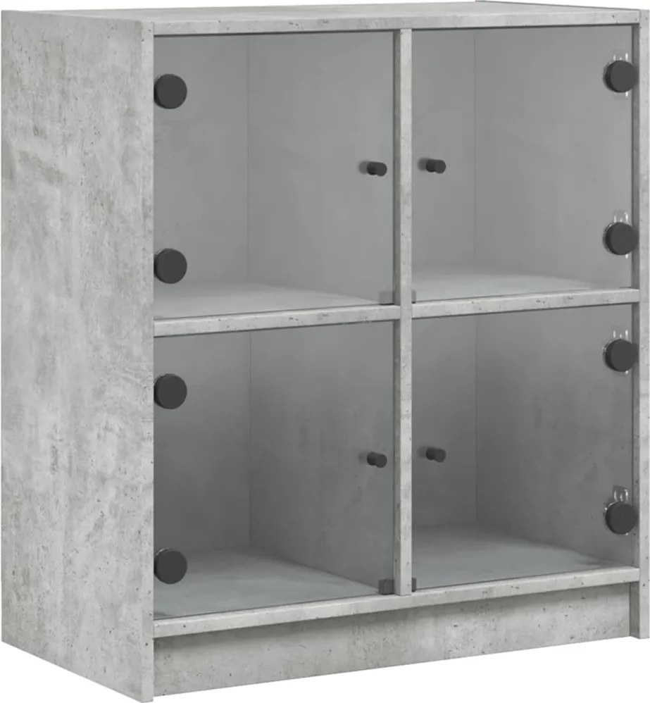 vidaXL betonszürke kisszekrény üvegajtókkal 68 x 37 x 75,5 cm