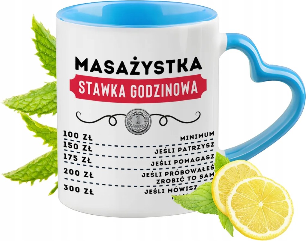 Masszőrnőnek Kék Bögre Szív Alakú Füllel Ajándék