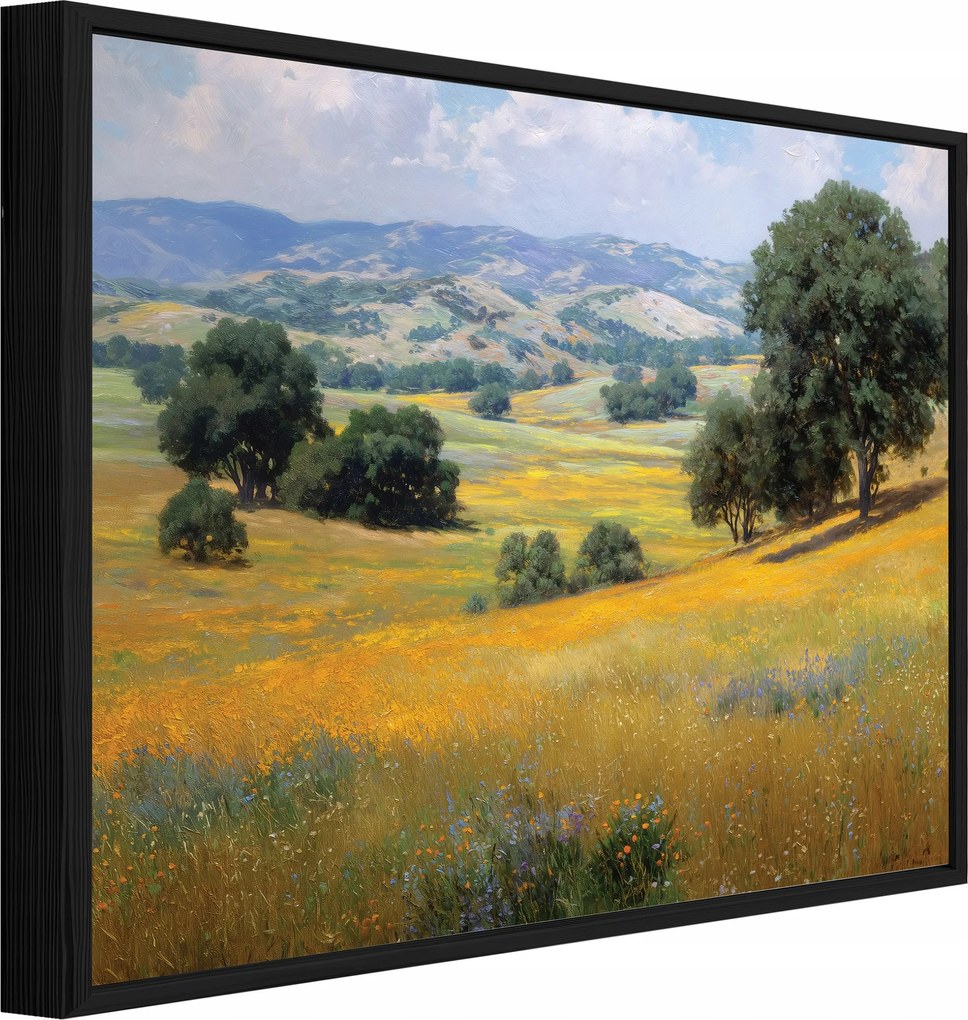 Vászonkép Fekete Keretben Mező Természet Fa Nappali Hálószoba 60x40