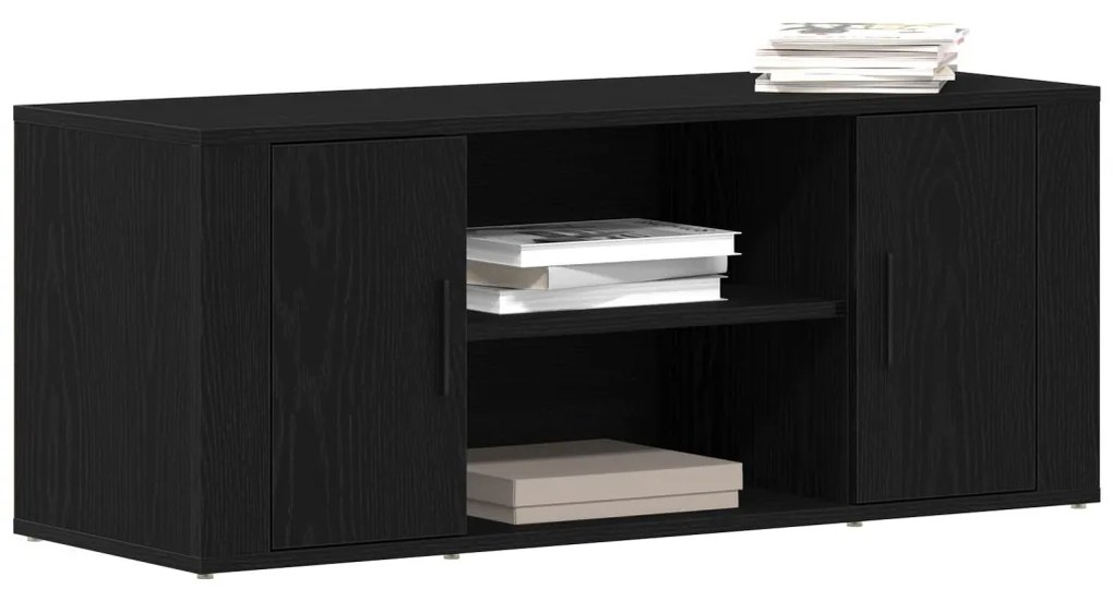 TV Szekrény Fekete Tölgy 100x35x40 cm Szerelt Fa