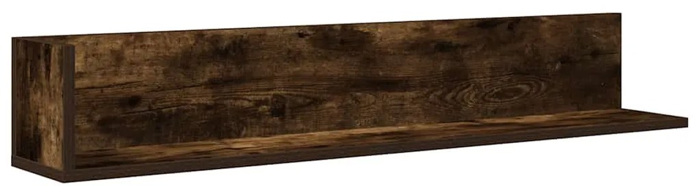 2 db füstös tölgy színű szerelt fa fali polc 100x16,5x16,5 cm