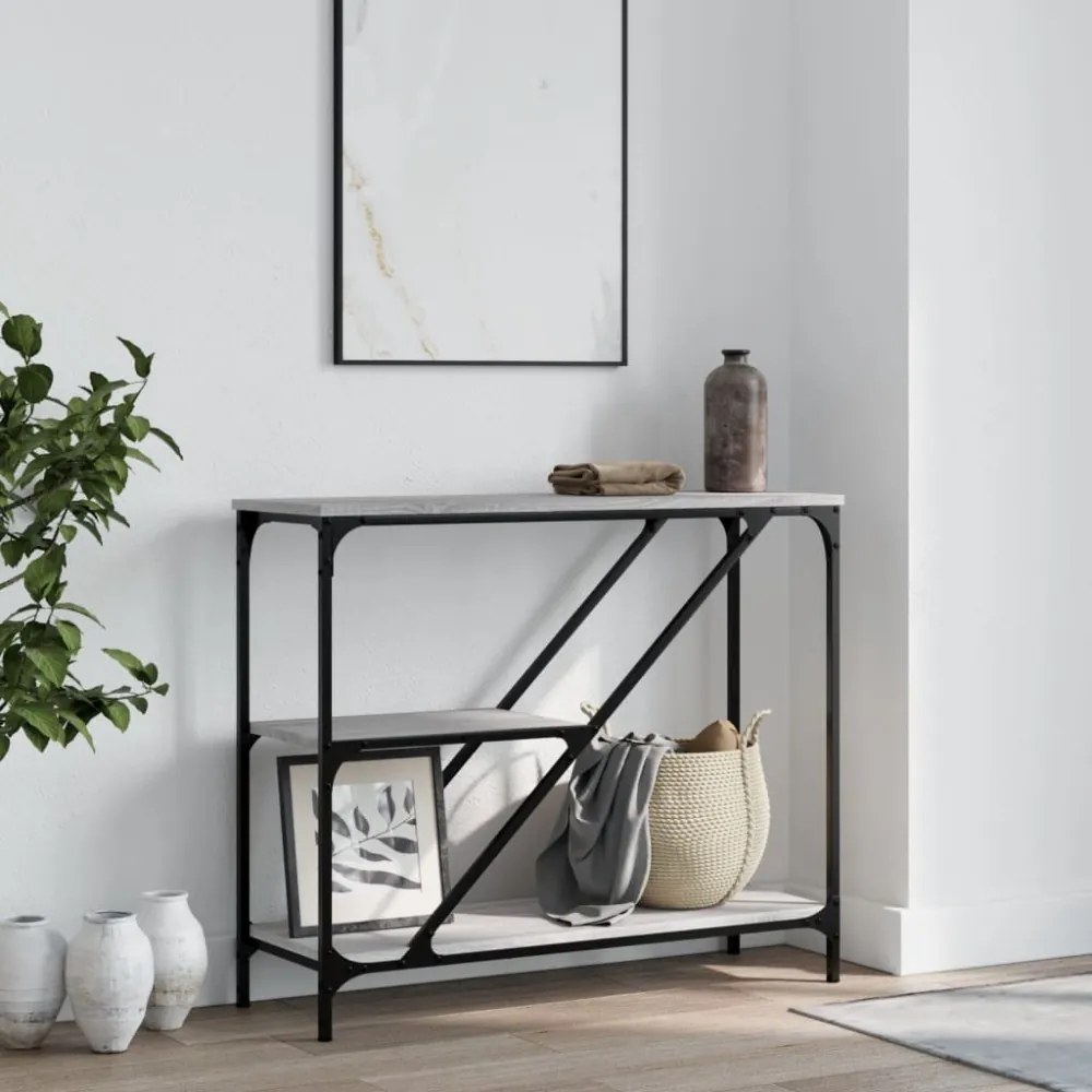 szürke sonoma színű szerelt fa konzolasztal 88,5x30x75 cm