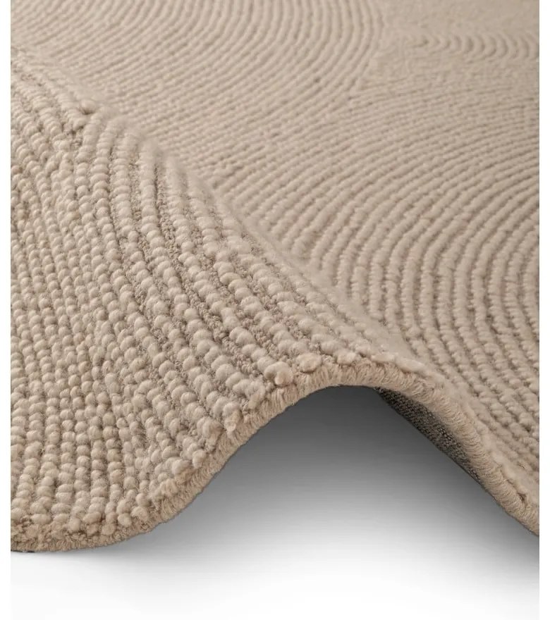 Bézs kézi szövésű gyapjú kerek szőnyeg ø 120 cm Calmio – Hanse Home