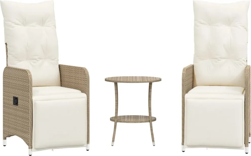 vidaXL 2 db bézs polyrattan dönthető kerti szék asztallal