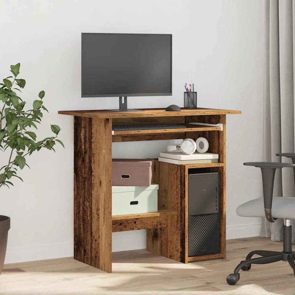 antik fa színű szerelt fa íróasztal 80 x 45 x 74 cm