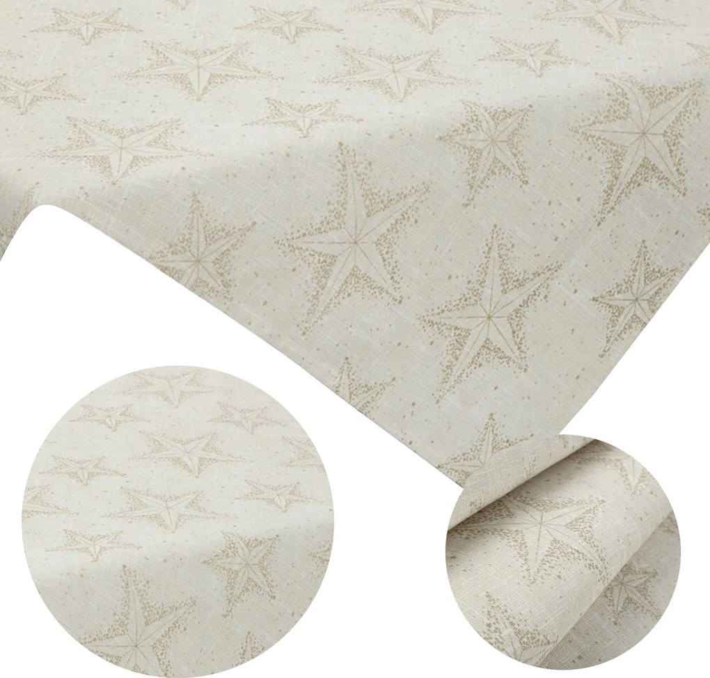 Fehér pamut karácsonyi abrosz 140x300 cm Winter karácsonyi csillag minta