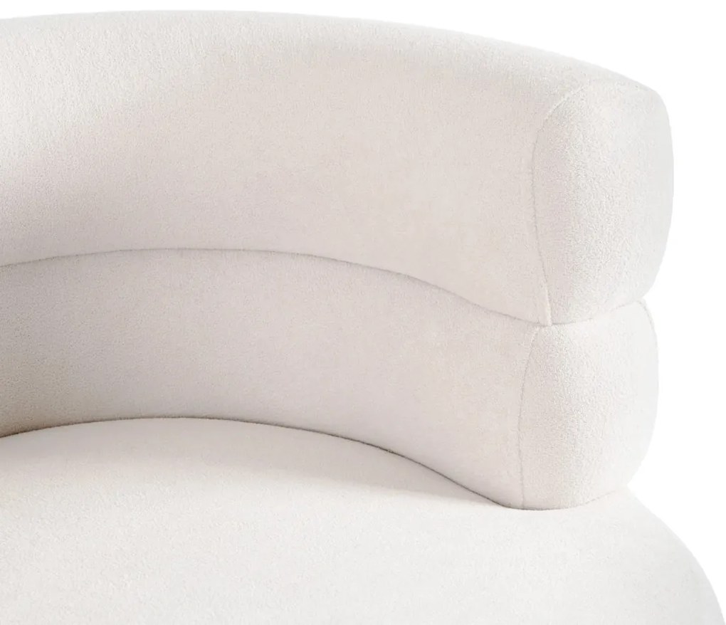 Designer Fotel Krém Bouclé Szövettel. PRESTON