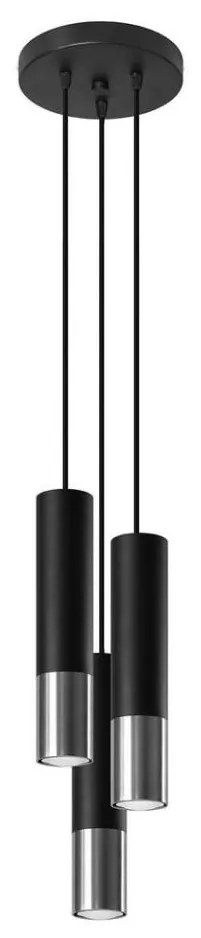 Sollux SL.0943 - Csillár zsinóron LOOPEZ 3xGU10/10W/230V kerek fekete/króm