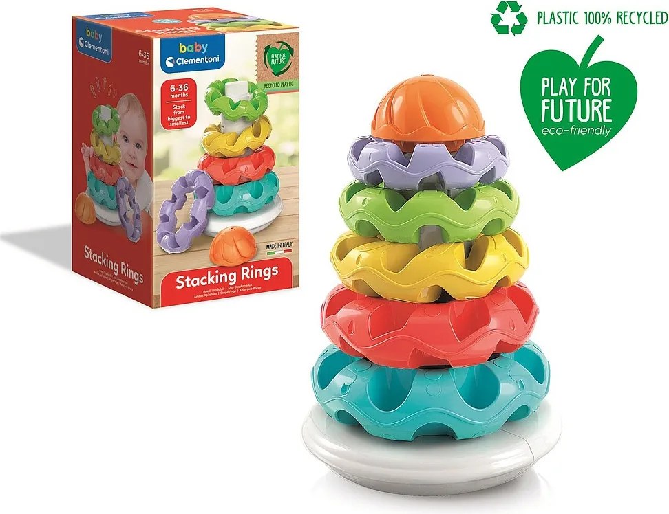 Színes piramis Stacking Rings építőjáték 5 db-os Clementoni