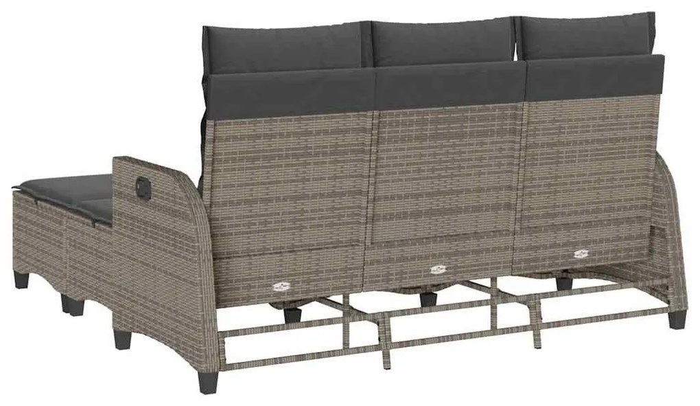 3 részes szürke polyrattan kerti ülőgarnitúra párnákkal L-alakú