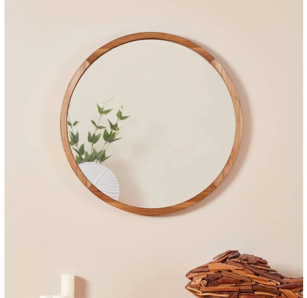 Eglo 425038 - BANI falitükör, 70 cm átmérő, barna