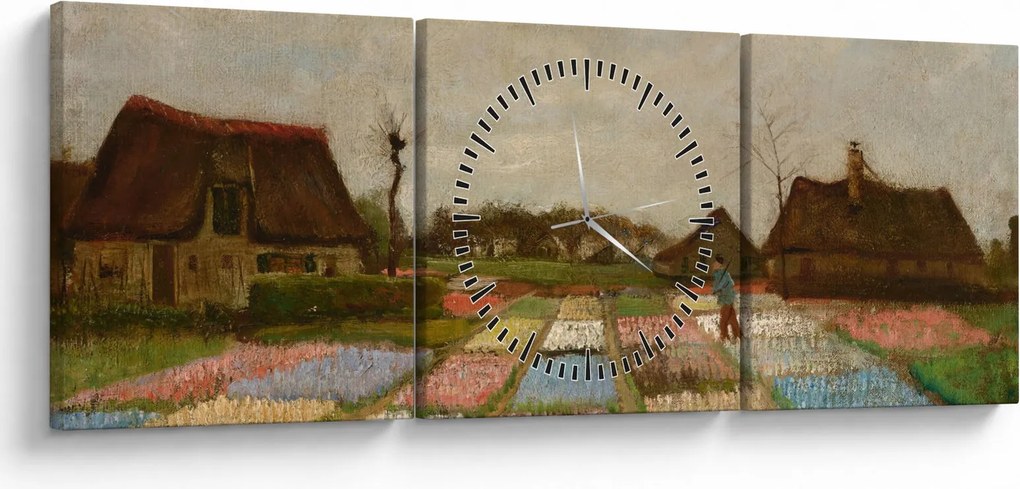 Kép - Vincent van Gogh, Flower Beds in Holland, reprodukciók (órával) (90x30 cm)