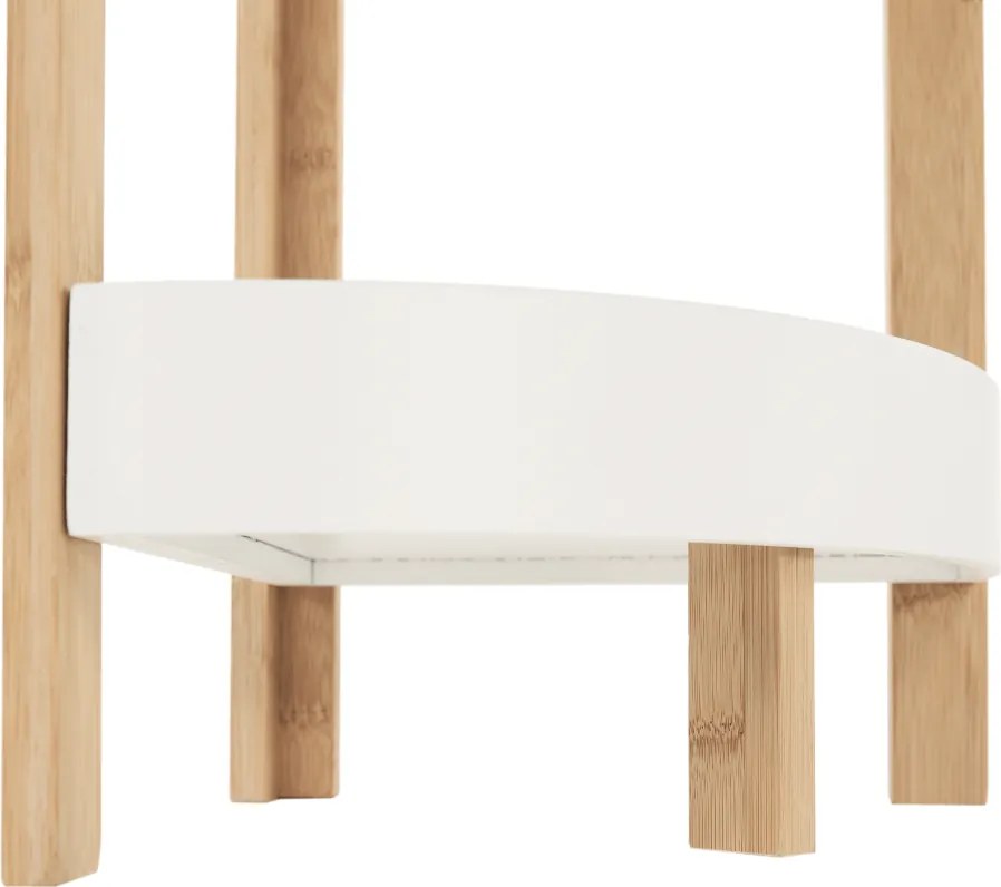 Sarokpolc, fehér/természetes bambusz, FONG