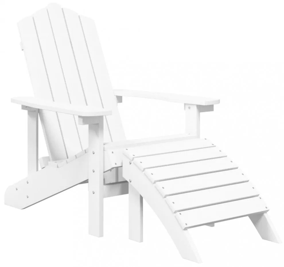 fehér HDPE kerti adirondack székek lábtartóval és asztallal