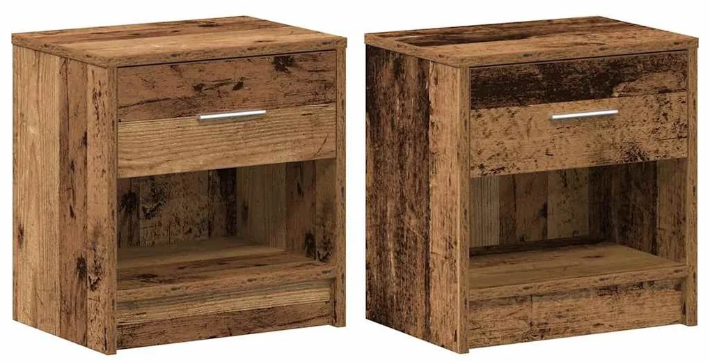 2 db antik fa színű éjjeliszekrény fiókkal 39x28x41 cm