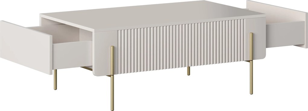 Malmi dohányzóasztal 100 cm fiókokkal - kasmír / arany lábak