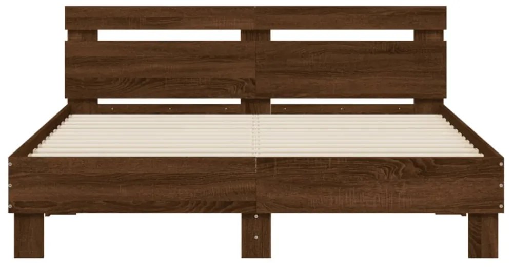 barna tölgy színű szerelt fa ágykeret fejtámlával 140x190 cm