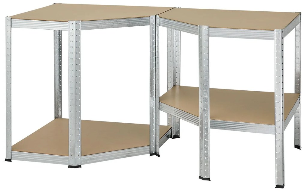 Juskys Sarokpolc - 160x75x40-75 cm - ezüst színű