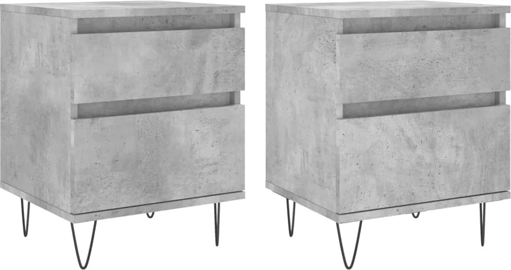 vidaXL 2 db betonszürke szerelt fa éjjeliszekrény 40 x 35 x 50 cm