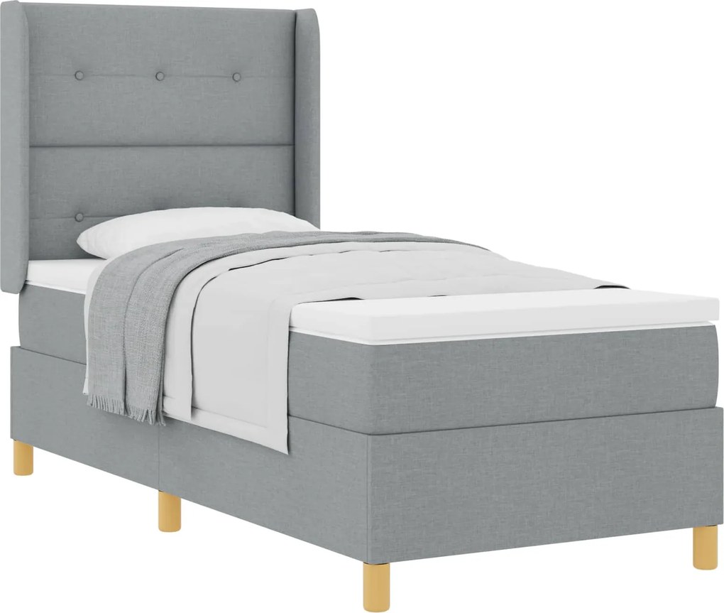 vidaXL Boxrugós ágy matracmal Világosszürke 80 x 200 cm szövet