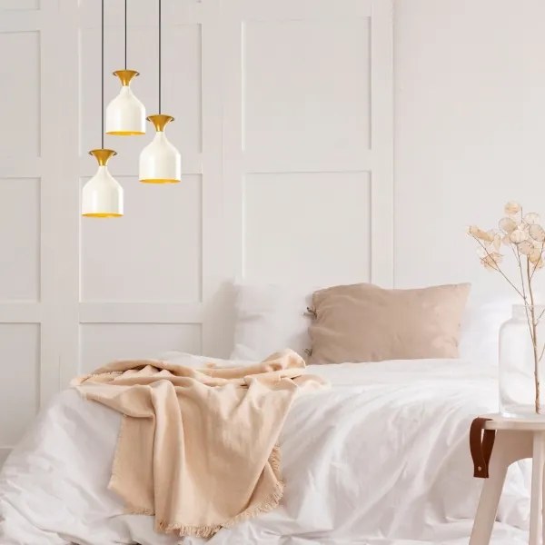 SIVANI kábelcsillár 3xE27/40W/230V fehér/réz