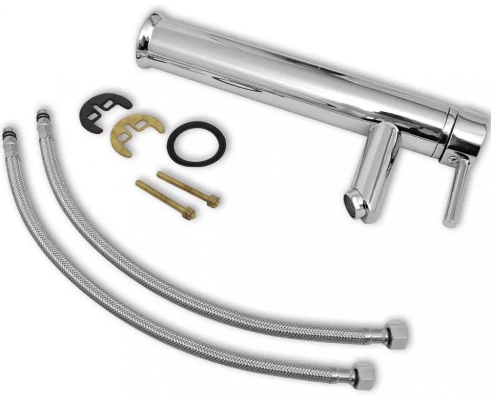 Kerek fehér fürdőszobai kerámia mosdókagyló keverőcsappal