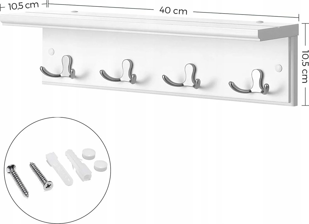 Akasztós fogas fém Songmics fehér LHR42WT