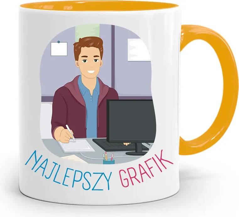 Sárga Bögre Ajándék A Legjobb Grafikusnak, fényképes nyomtatással