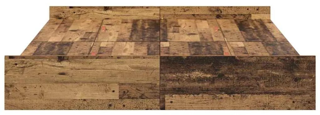Ágykeret tárolóval fejtámlával Régi fa 150 x 200 cm Faanyag