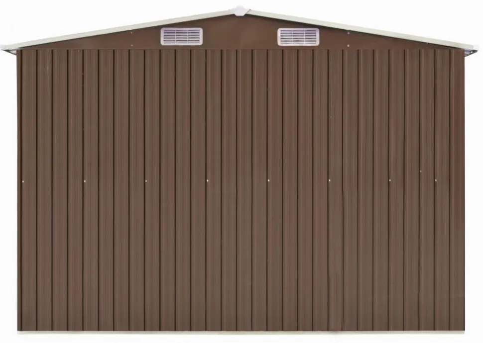 barna fém kerti fészer 257 x 489 x 181 cm