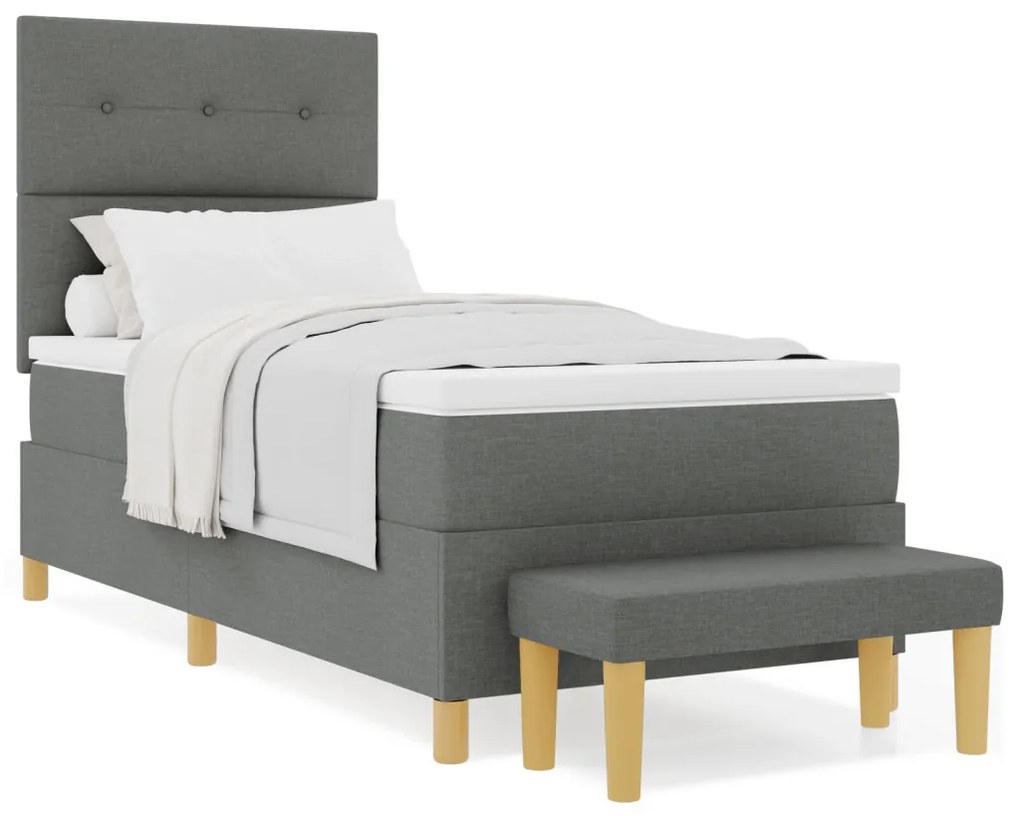 Boxspring Ágy Matrac és Pad Sötétszürke 90x190 cm Szövet