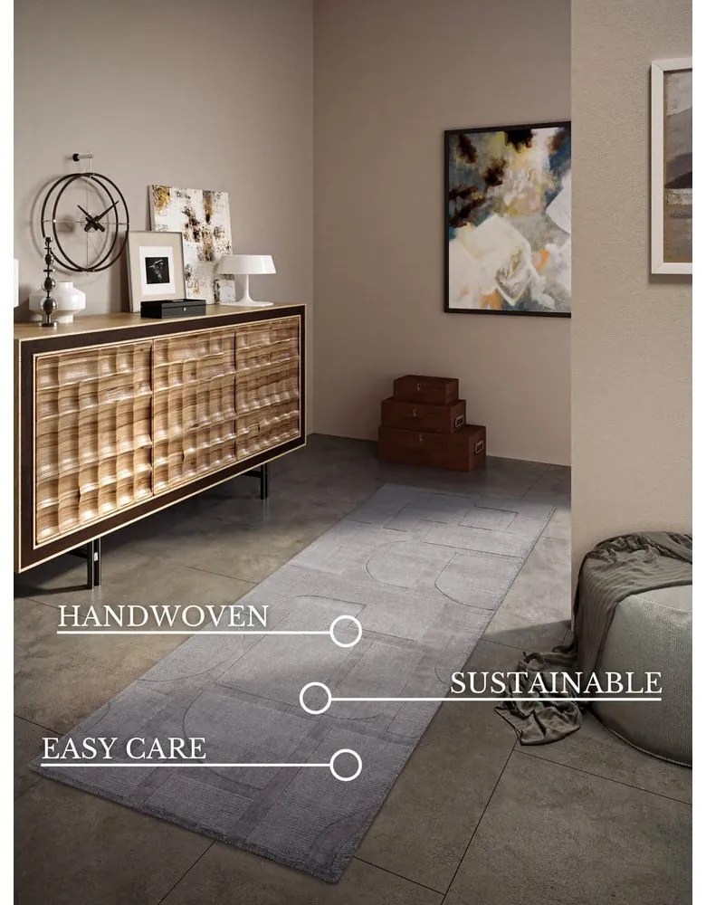 Szürke kézi szövésű gyapjú futószőnyeg 80x250 cm Alexis – Villeroy&amp;Boch
