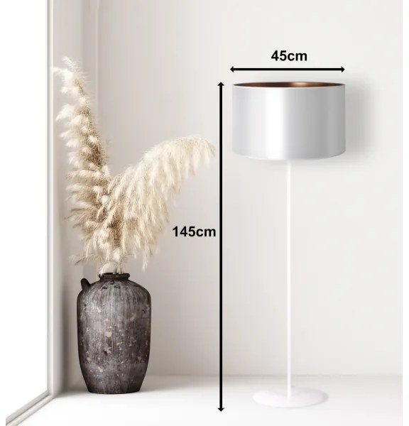 Duolla - Állólámpa CANNES 1xE27/15W/230V átm. 45 cm ezüst/réz/fehér