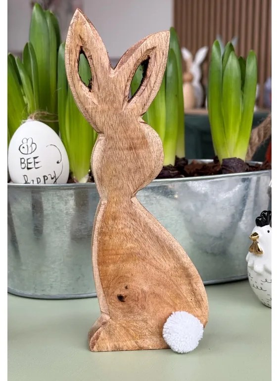 Mangófából készült húsvéti nyúl BUNNY POM - több méretben Méret: S